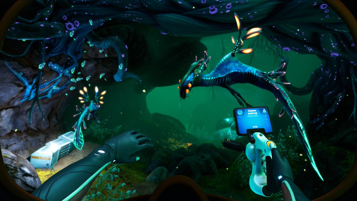 Симулятор выживания Subnautica удачно сочетает возможность изучать подводную флору и фауну с необходимостью исследовать конкретные объекты, чтобы не погибнуть и продвинуться по сюжету